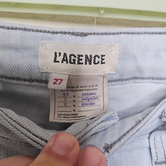 L'AGENCE High line distressed high rise skinny jean  chewed hem women's Size 27 - Picture 5 of 6